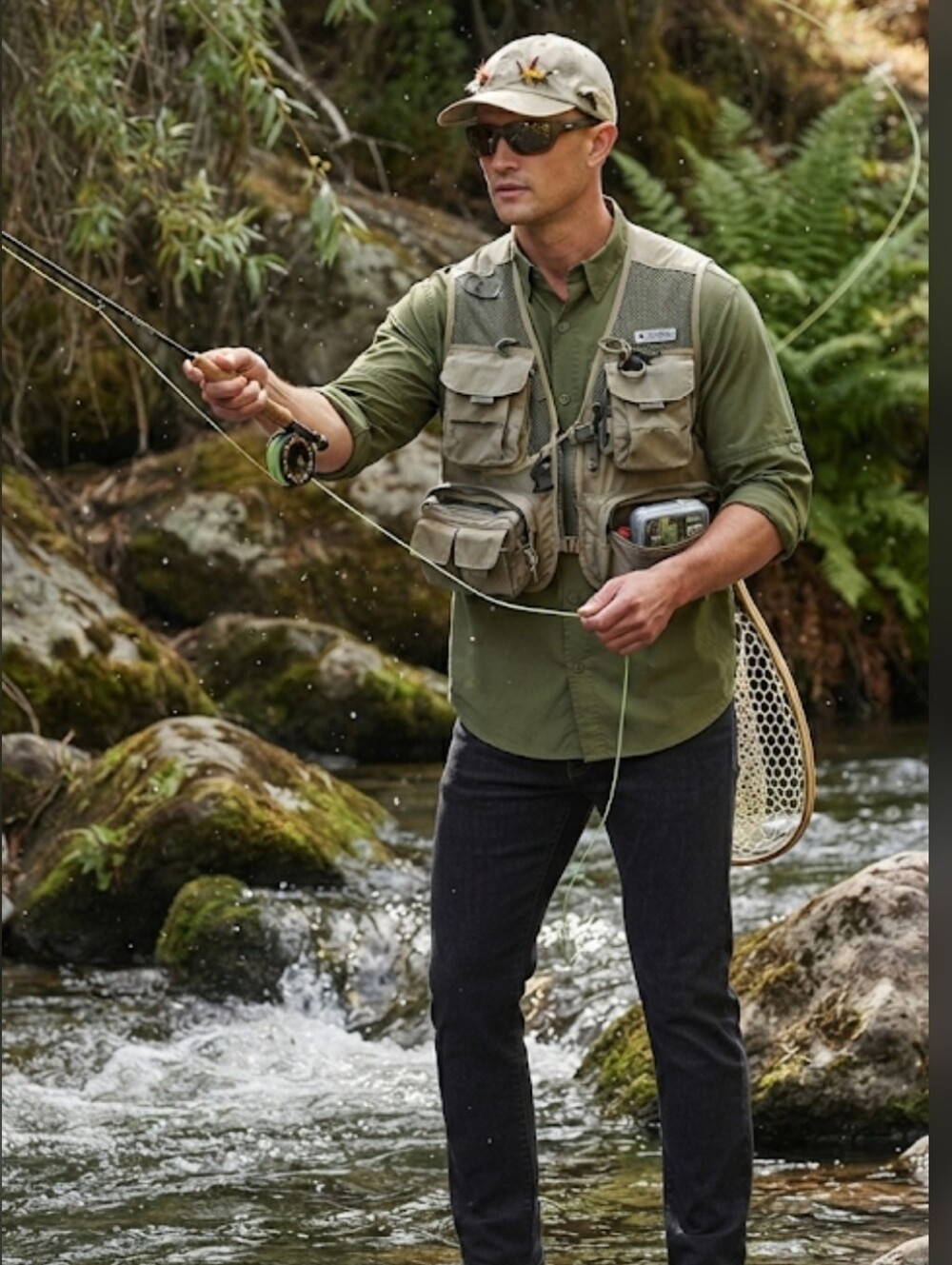 Field & Stream Shirt Mens Large Green Button Down Fisherman Utility Fishing Sz L - Picture 2 of 12